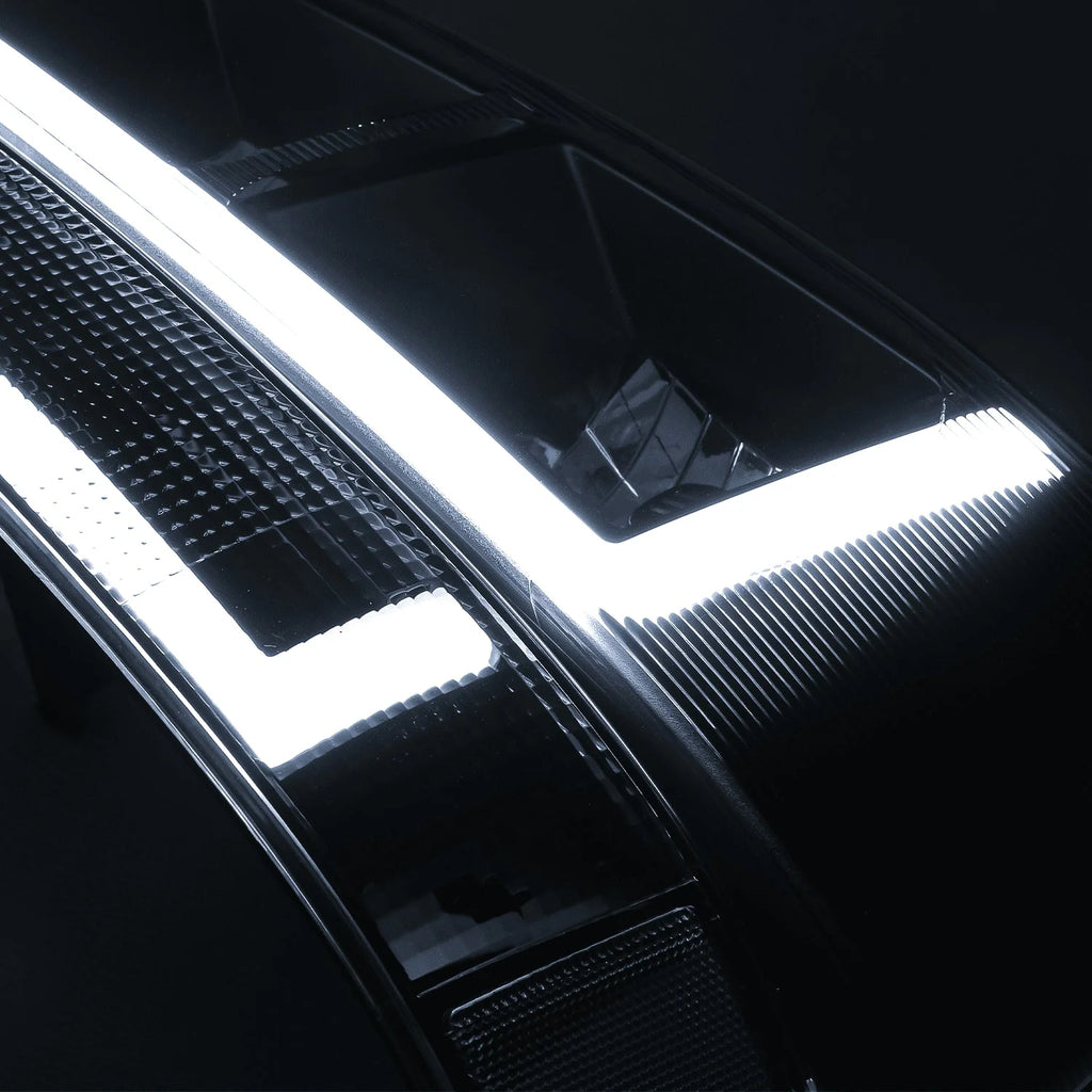 A set of 4 LED running light bars L+R black headlights + bumper signals for 2003-2014 Chevrolet Express 1500,2003-2023 Chevrolet Express 2500