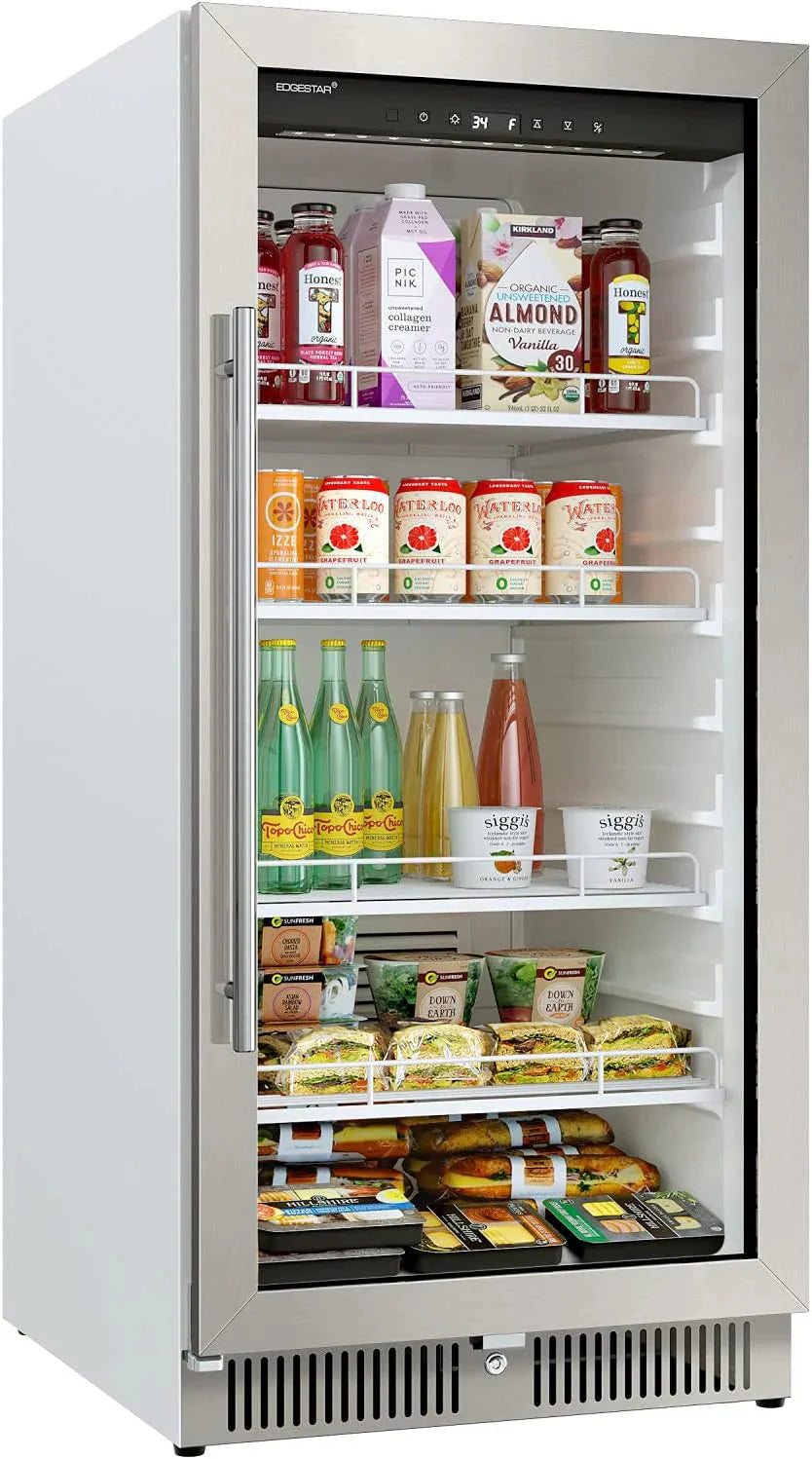 EdgeStar VBM101 22 Wide 10.1 Cu. Ft. Commercial Beverage Merchandiser – Stainless Steel, Temp Alarm, Reversible Door