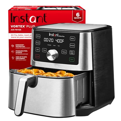 Instant Pot Vortex Plus 6QT XL Air Fryer, 6 in 1, Broils, Dehydrates, Crisps, Roasts, Reheats, Bakes for Quick Easy Meals, 100 In App Recipes, Dishwasher Safe, from the Makers of Instant Pot, Black : Home & Kitchen