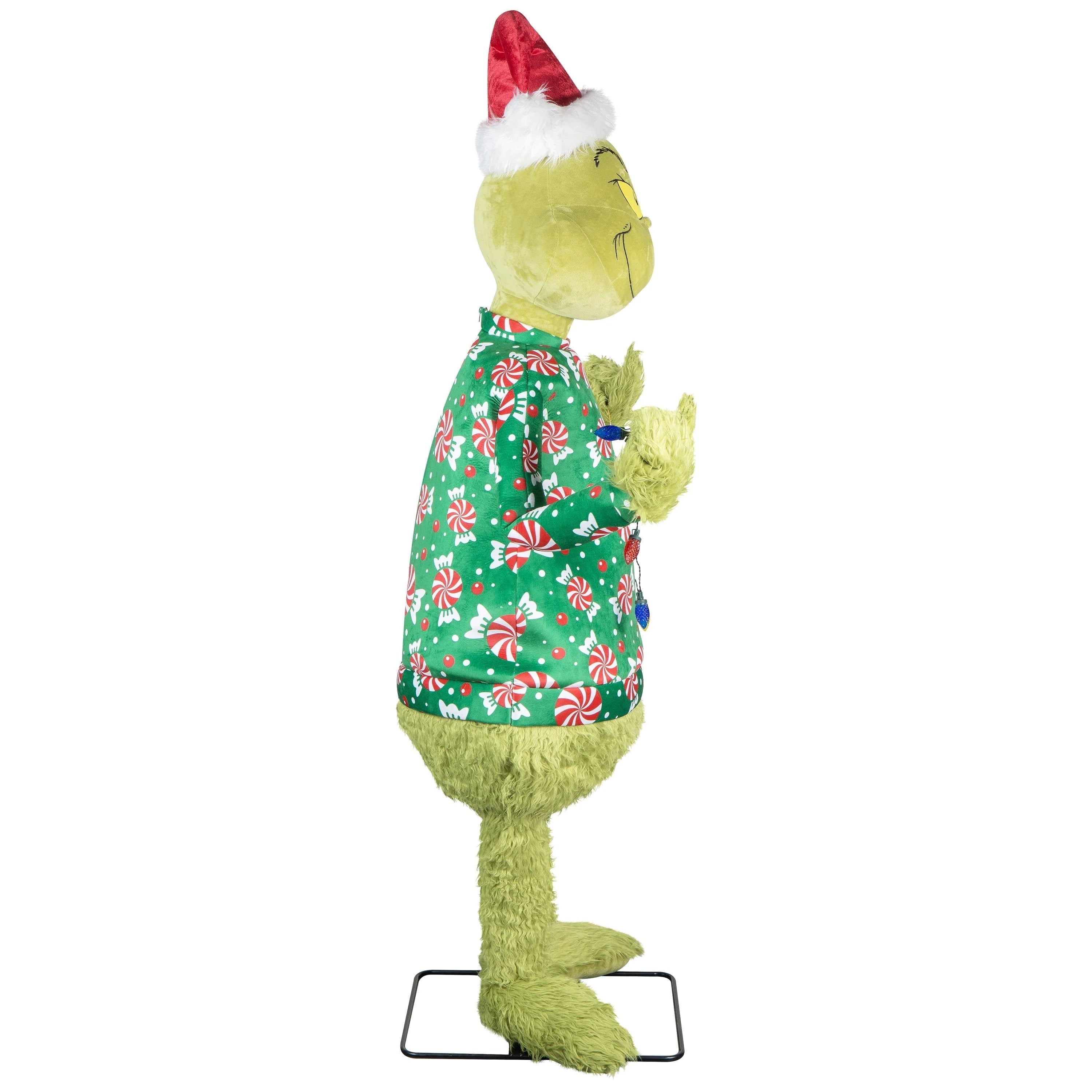 Life Size Animated Dr. Seuss Grinch in Ugly Christmas Sweater Décor, 5.8 ft