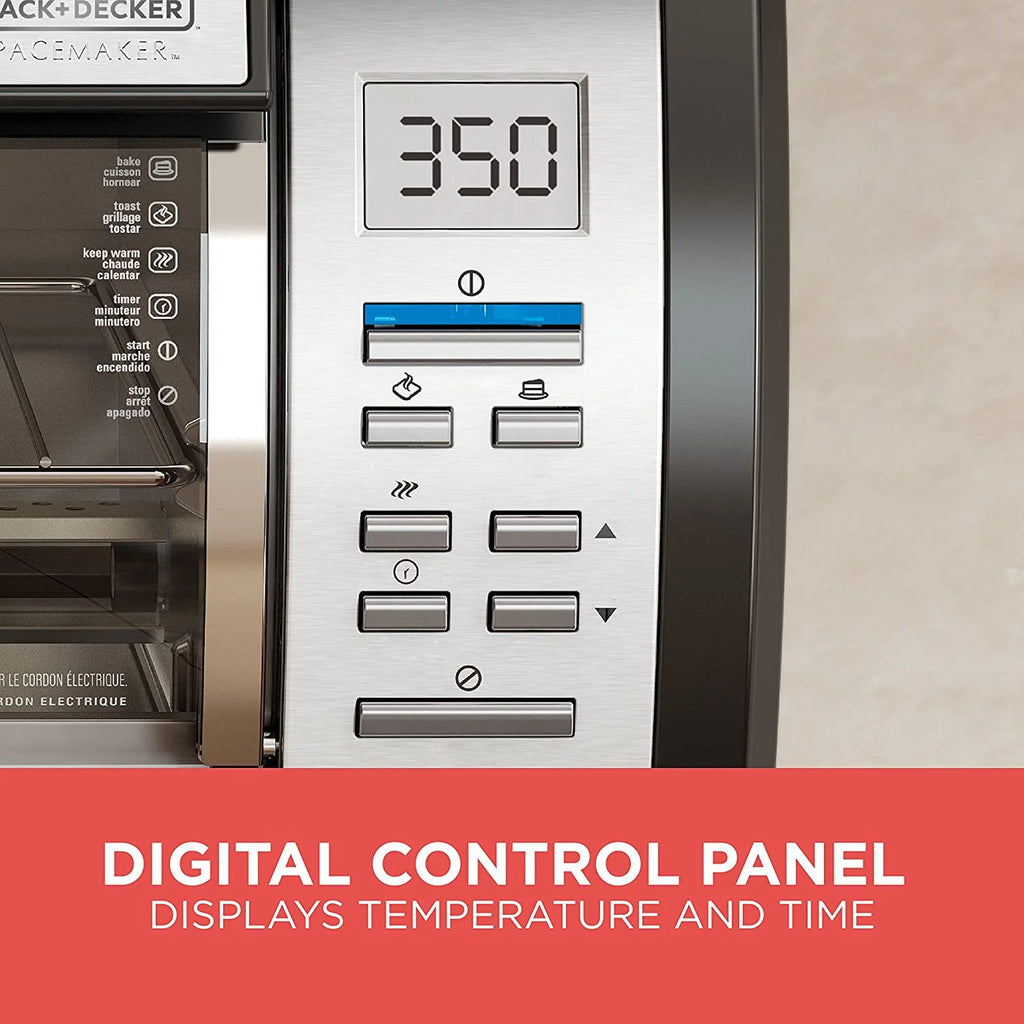 BLACK+DECKER SpaceMaker Under-Counter Toaster Oven, Digital Controls, Black/Stainless Steel, Fits 9?测?? Pizza, TROS1000D