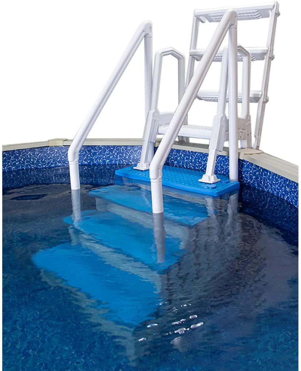Select Anti-Slip in-Pool Steps | Gray | for Above Ground Swimming Pools | Can Mount to Decks 48 to 54 H | Safety Stairs Capacity Up to 300 lbs