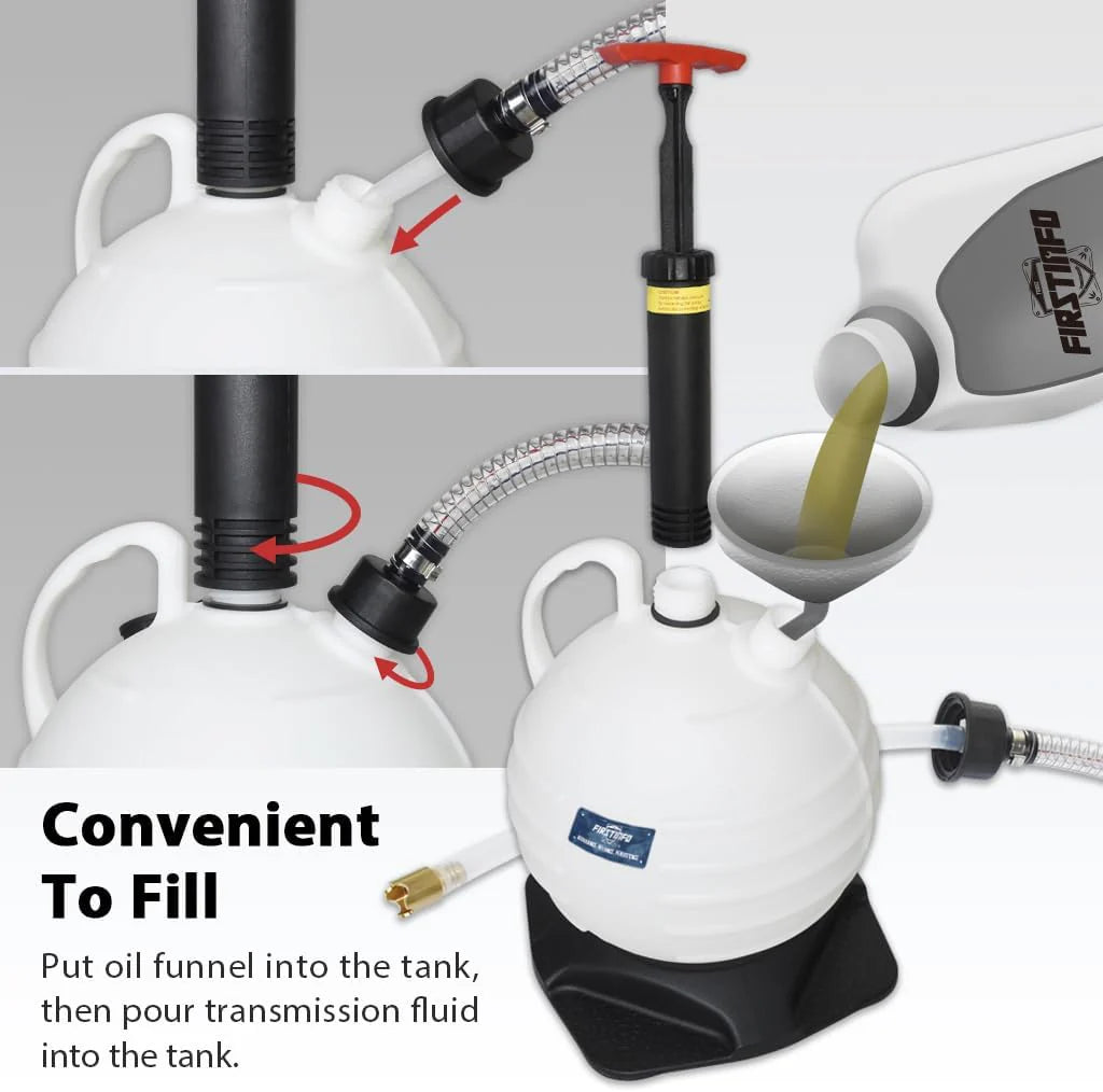 A1139HNUS Patented 12.5L Automatic Transmission Fluid Pump for ATF Filler System with 21 Pieces Taiwan-ATF Filling Adapters, Pneumatic and Manual Operation for Refilling Use