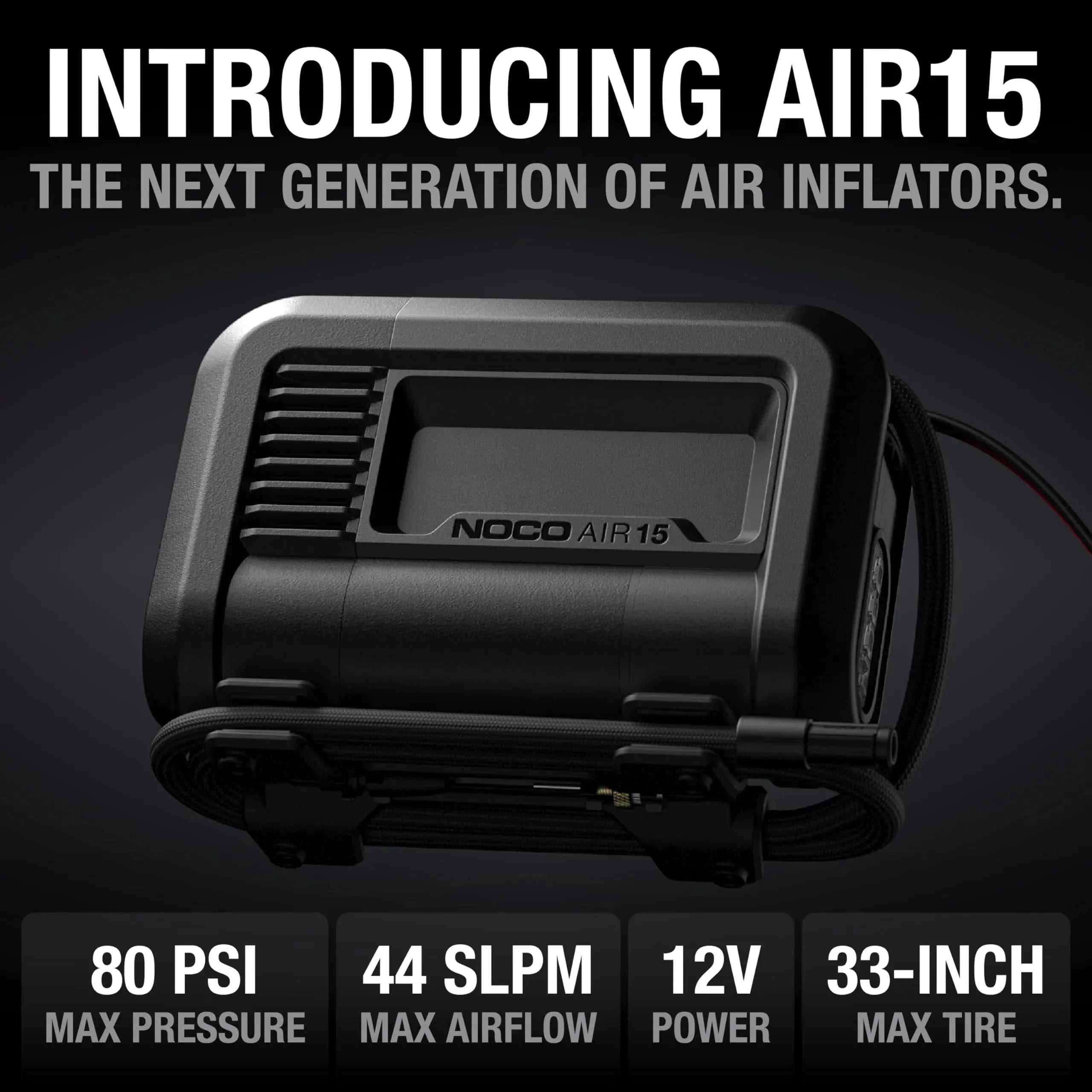 UltraFast 15A Tire Inflator, 12V Portable Air Compressor Pump, Rated at 80 PSI, Inflates Tires from 0-40 PSI in 2.9 Minutes with a Digital Gauge, Smart Pressure and Auto-Shutoff
