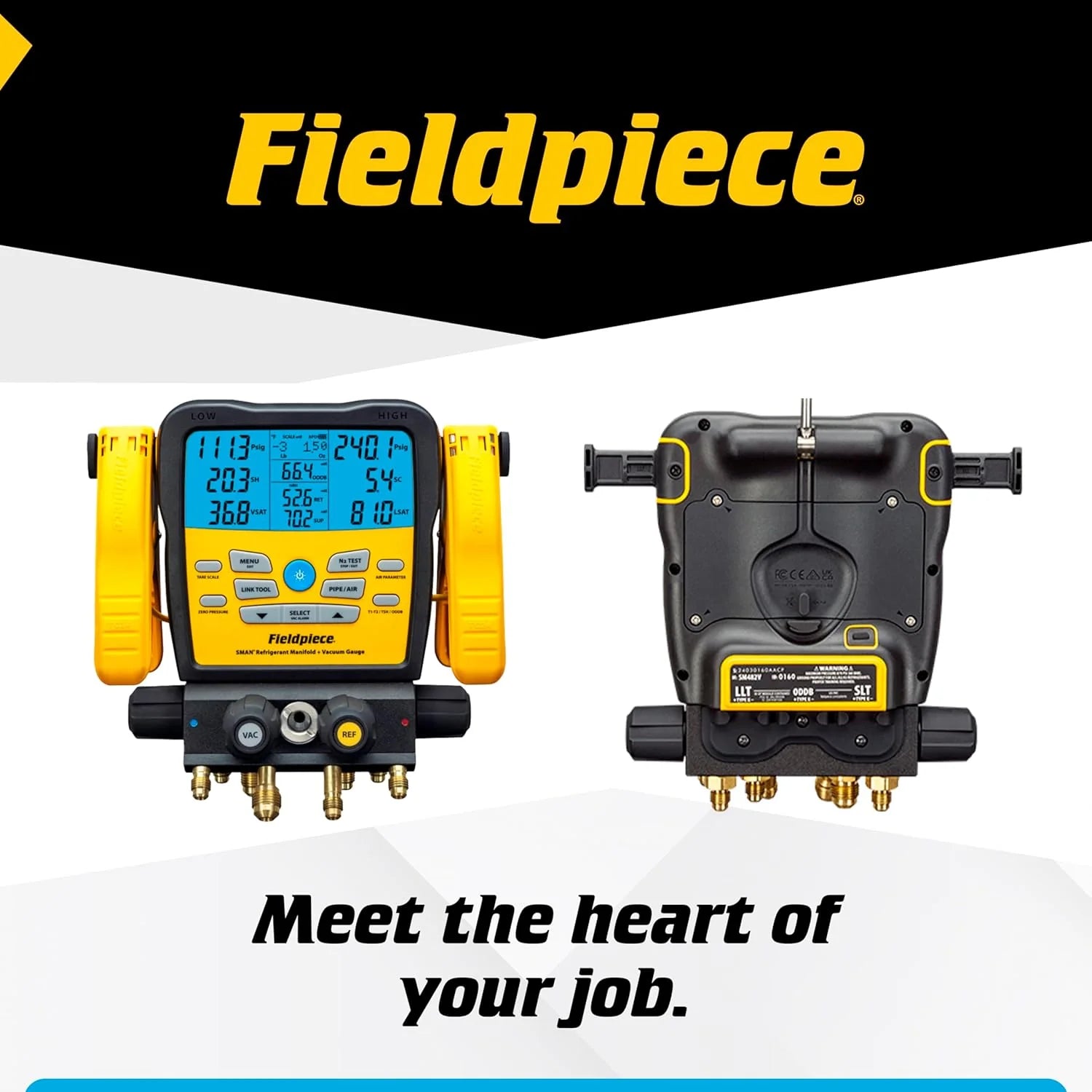 Fieldpiece SM482V Wireless 4-Port SMAN Manifold with Vacuum Gauge