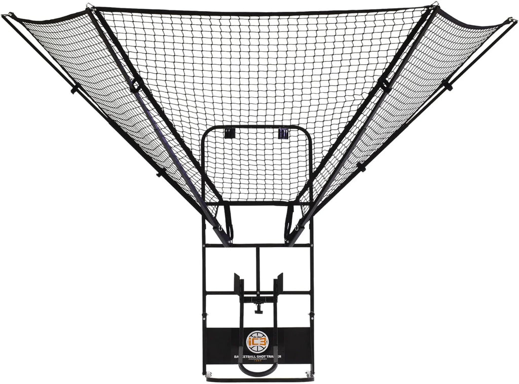 Rebounder Net Return System Portable Shot Trainer for Traditional Pole and Wall Mounted Hoops with Rotating Return Chute