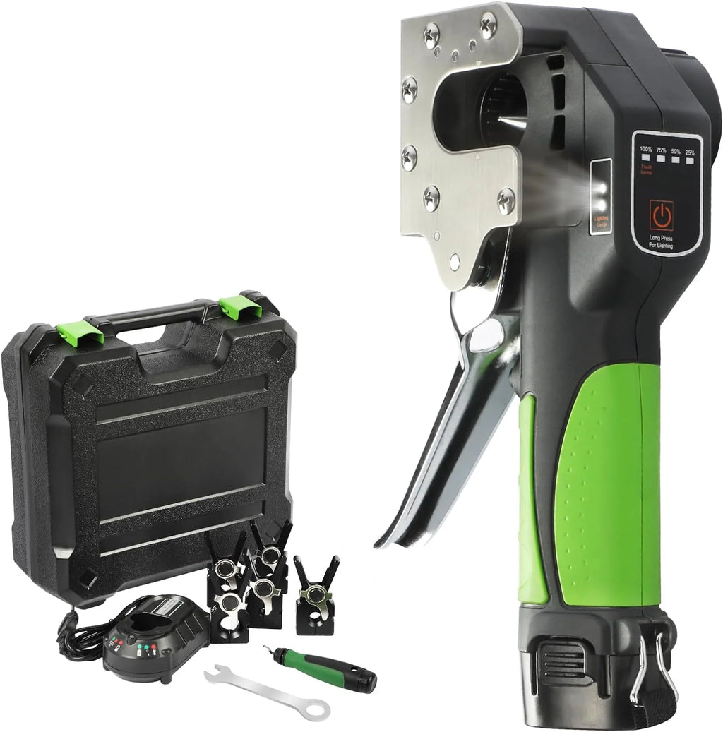 Electric Flaring Tool Kit, 1/4 - 3/4 Copper Flaring Tool Flare Gauge, 5 SAE Sizes Clamps 45° Eccentric Type Flare 2200 mAh