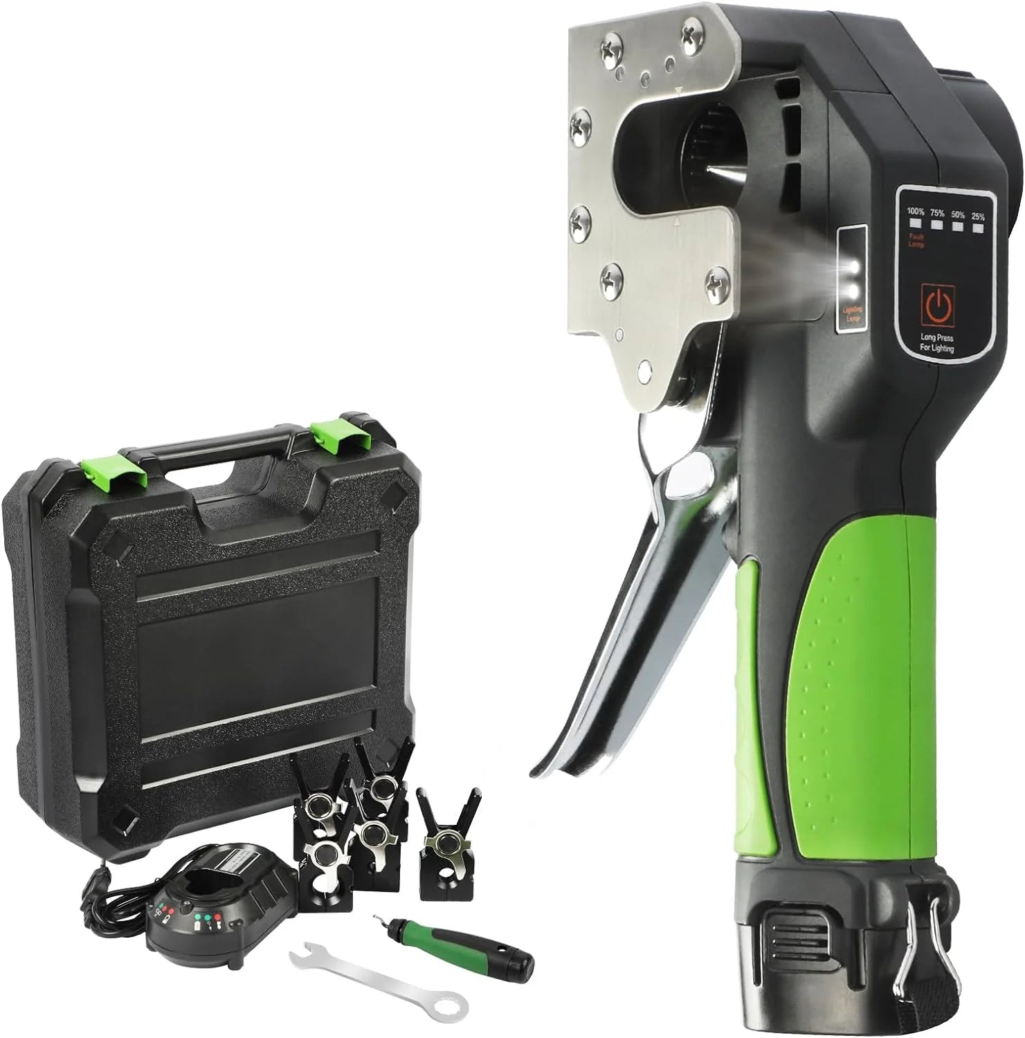 Electric Flaring Tool Kit, 1/4 - 3/4 Copper Flaring Tool Flare Gauge, 5 SAE Sizes Clamps 45° Eccentric Type Flare 2200 mAh