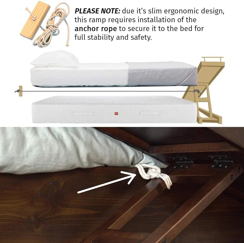 Dog Ramp for Beds - Adjustable up to 37 High Beds with Low Incline, Safety Rails & Anti-Slip Grip, for Small Dogs up to 50lbs - Solid Hardwood, Made in North America
