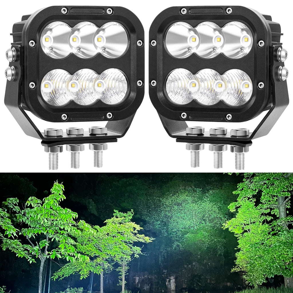 LED Off-road light, IP68 LED Off-road driving 5-inch LED tractor Working Light 120W 10000lm Assisted driving fog light Combination beam Heavy-duty car Boat ATV RV Pickup 12V 24V, a pair