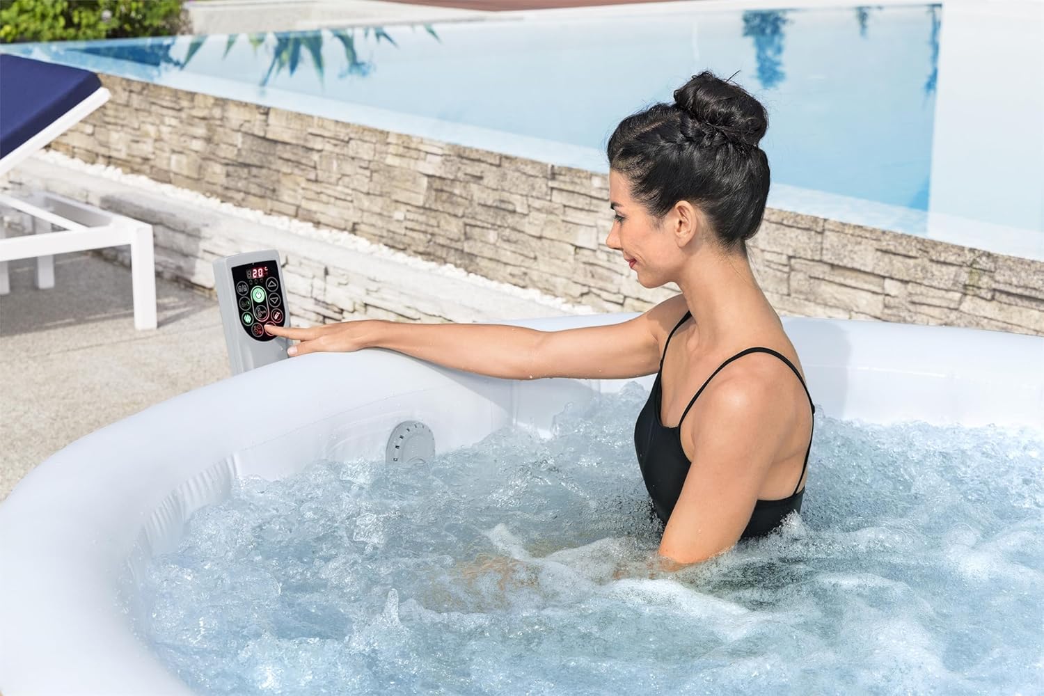 Inflatable Hot Tub Spa (71 x 26) | Portable Hot Tub with 2 Covers (1 Energy-Efficient Thermal Cover and 1 Standard Cover) | Fits Up to 2-4 Persons | Black
