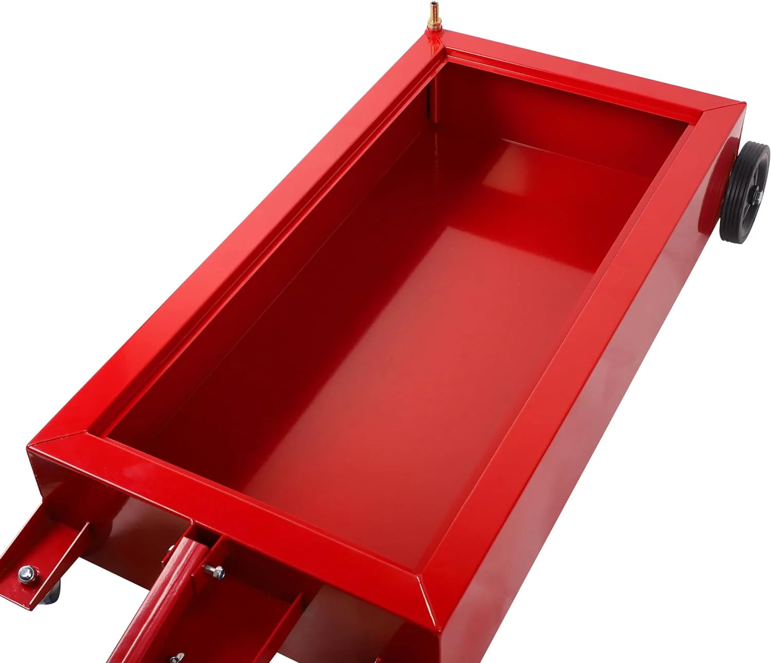20 Gallon Low Profile Roll Around Oil Drain Pan with 110V Electric Pump 8 Feet Hose for Trucks Cars SUVS Red
