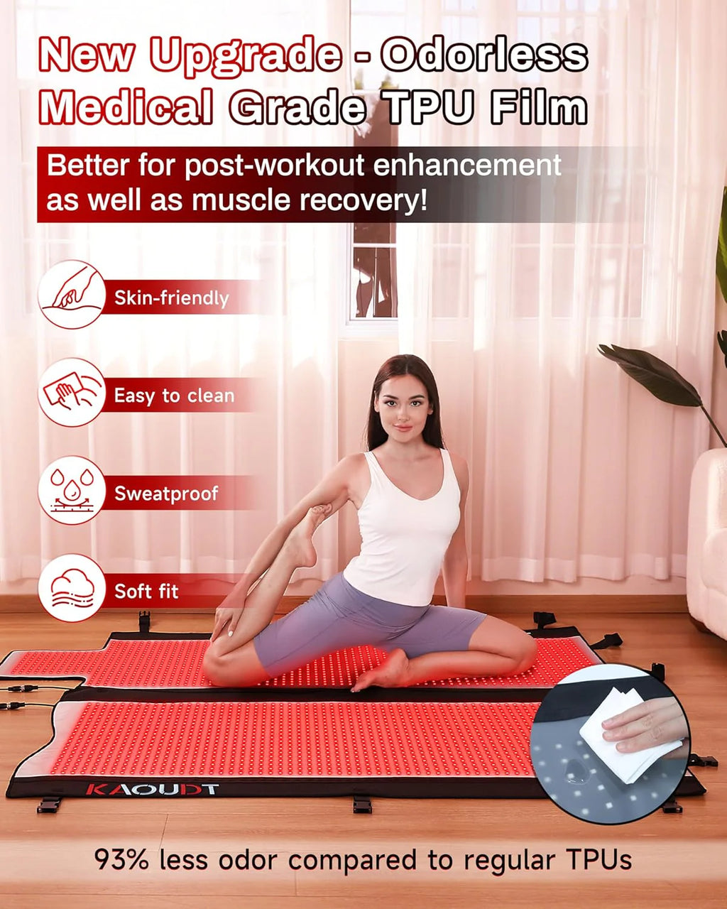 2025 Red Light Therapy Mat, Medical-Grade TPU, 2570 LEDs, 73x33