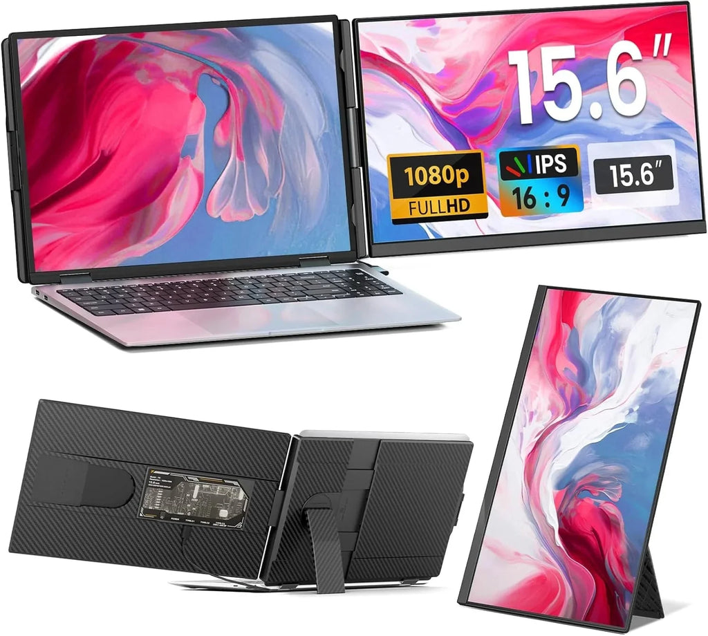 Laptop Screen Extender - 15.6 FHD 1080P Portable Monitor for Laptop, Detachable & Plug and Play Dual Laptop Monitor Extender for 13-17.3 Laptops, Compatible with Wins/Mac/Android/Chrome
