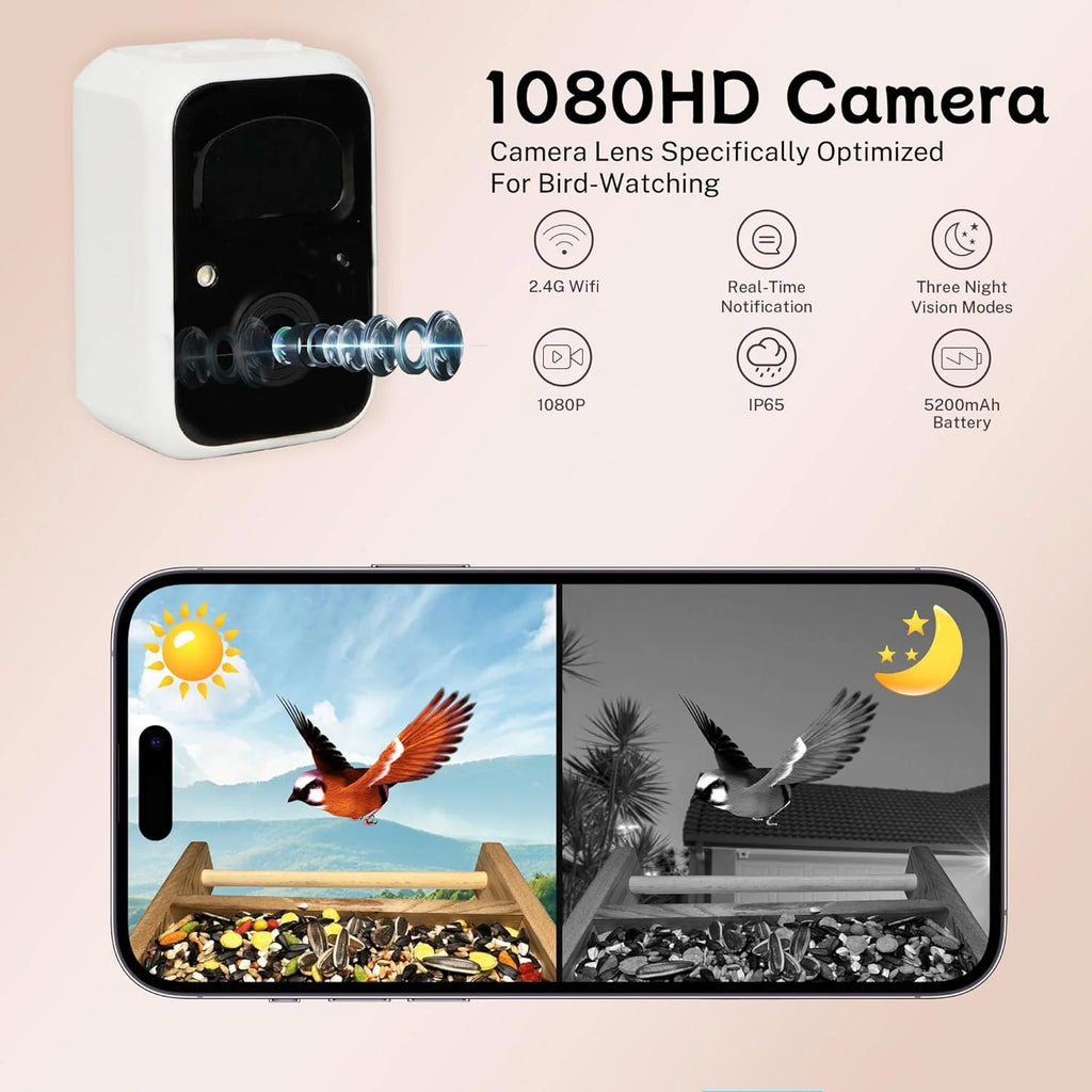 Feeder with Camera, Upgraded Smart Bird Feeder with Solar Powered, AI Identify for 10000 Plus Bird Species, Auto Capture Bird & Real-time Notifications, Ideal Gift for Bird Lovers