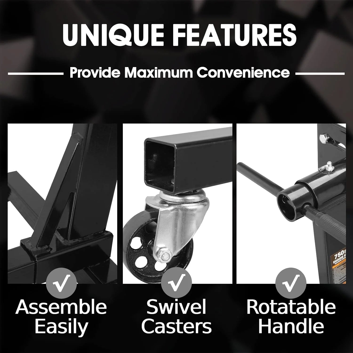 Rotating Engine Stand: Removable Oil Pan and Magnetic Tray, Turbine Turntable, 2 Brake Caster Lockable Wheels, 1,000 Lbs Capacity
