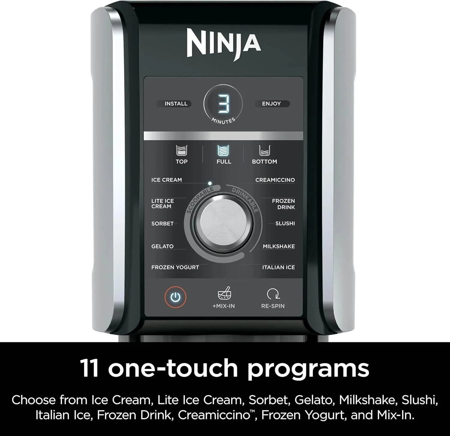 Ninja NC301 CREAMi Ice Cream Maker, for Gelato, Mix-ins, Milkshakes, Sorbet, Smoothie Bowls & More, 7 One-Touch Programs, with (2) Pint Containers & Lids, Compact Size, Perfect for Kids, Silver