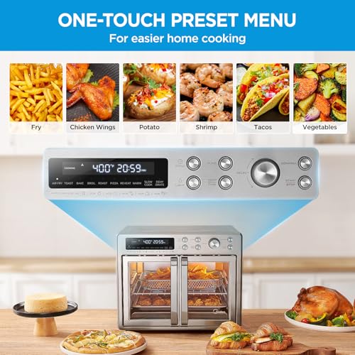 Midea Flexify French Door Toaster Oven Air Fryer Combo, 26.4 QT, Extra Large Air Fryer Countertop Oven 10 in 1 Combo, 25% Faster Cooking and 90% Less Oil, Stainless Steel : Home & Kitchen