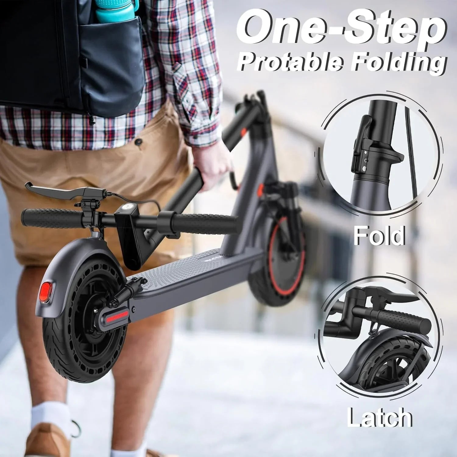 Electric Scooter, 350W/500W Powerful Motor, 8.5/10 Solid Tires, 19/22Mph, 28/21/12 Miles Range,Dual Braking