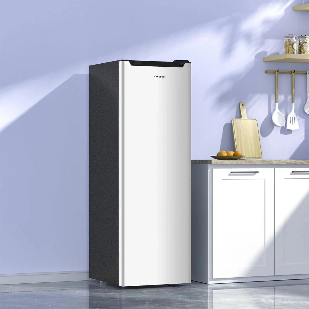 BANGSON Upright Freezer, 7.0 Cu.ft Stand Up Freezer, Convertible Upright Freezer/Refrigerator, Single Door for Kitchen,Garage, Office, Apartment, Silver