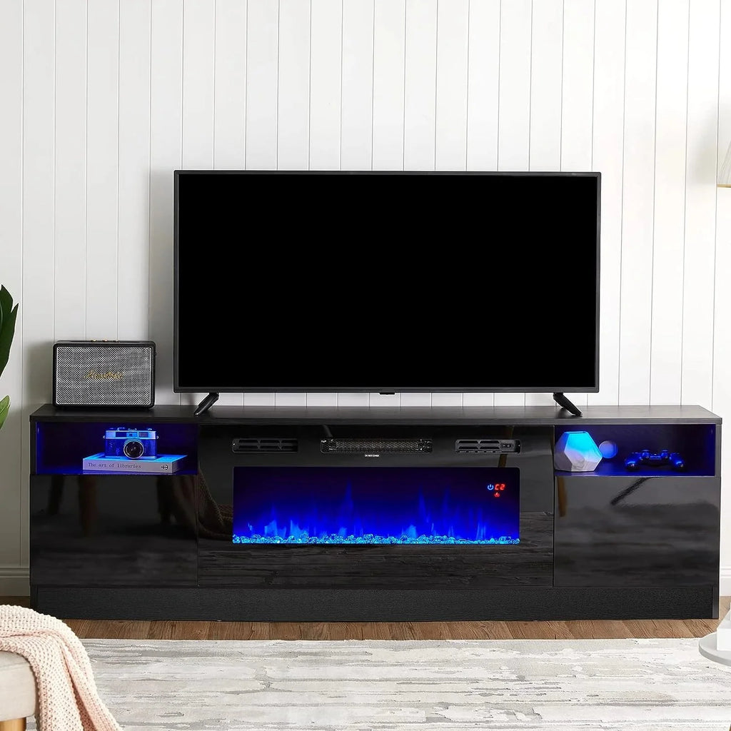 Amerlife Fireplace TV Stand with 36 Electric Fireplace, LED Light Entertainment Center