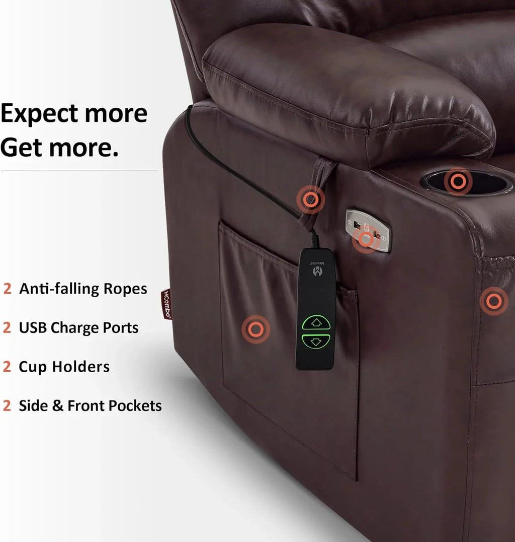 Heated Lift Recliner for Seniors with USB & Cup Holders