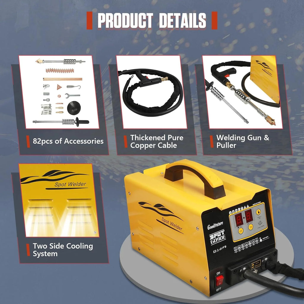 Vehicle Panel Spot Puller Dent Spotter 110V, 3500A Spot Dent Puller Welder, 3KW Car Body Stud Welding Machine Multispot Bonnet Door Repair Tool Kit