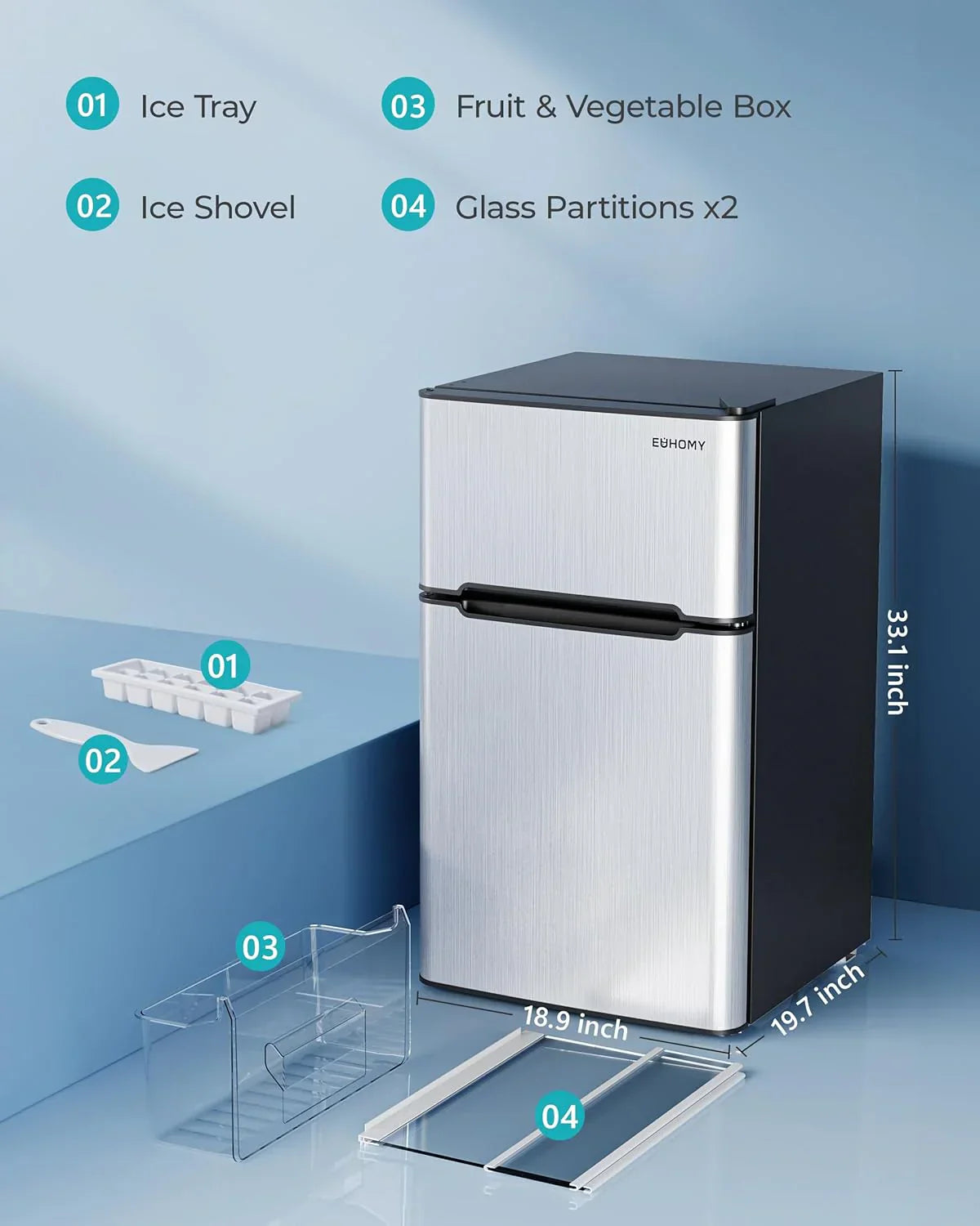 3.2 Cu.Ft Mini Fridge with Freezer ?? 2-Door Compact Refrigerator for Bedroom, Dorm, Office or Apartment, Silver3.2 Cu.Ft Mini Fridge with Freezer ?? 2-Door Compact Refrigerator for Bedroom, Dorm, Office or Apartment, Silver