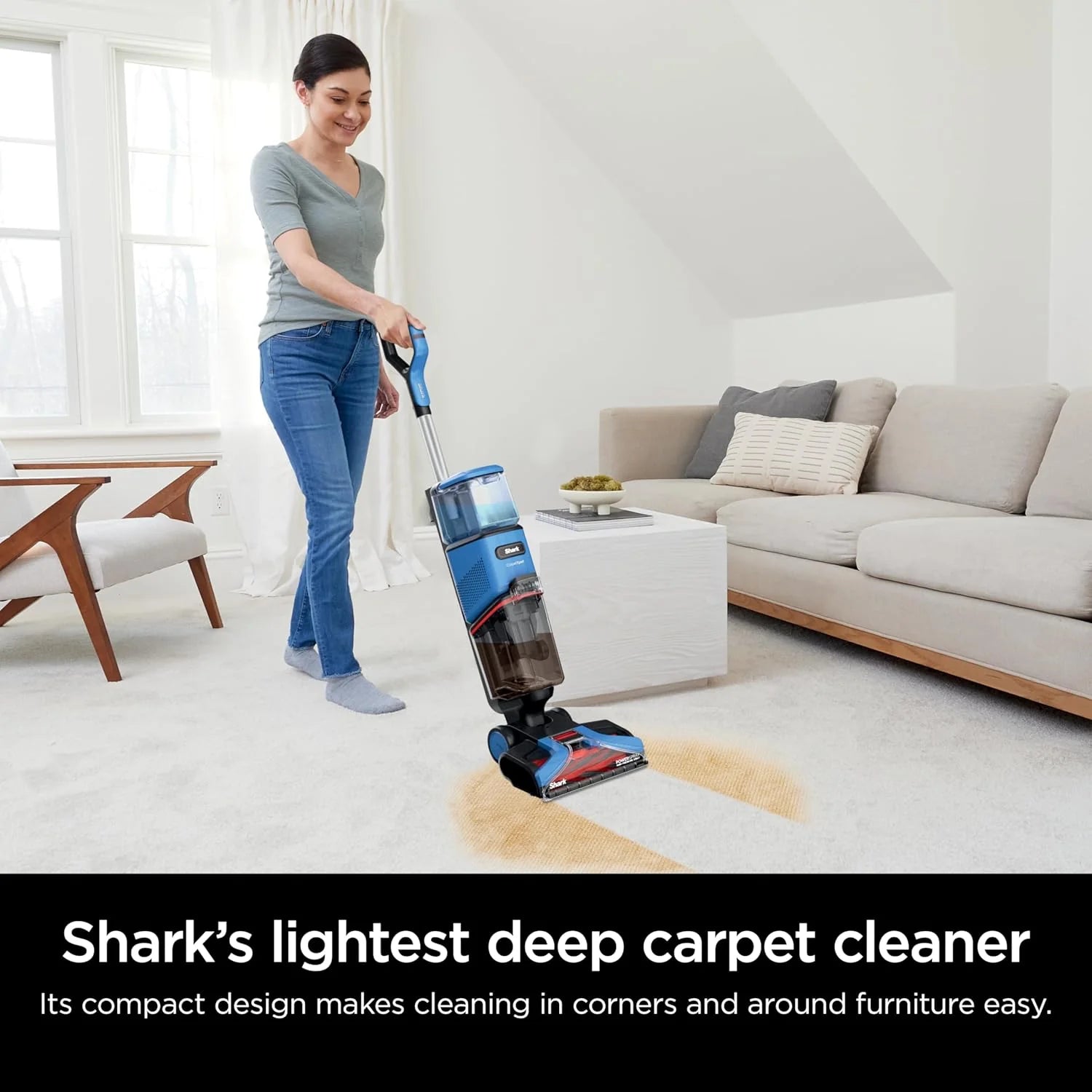 Shark CarpetXpert EX201 Carpet Cleaner, Cyan – Deep Cleaning with StainStriker, Perfect for Pets, Includes Spot & Stain Remover Tools