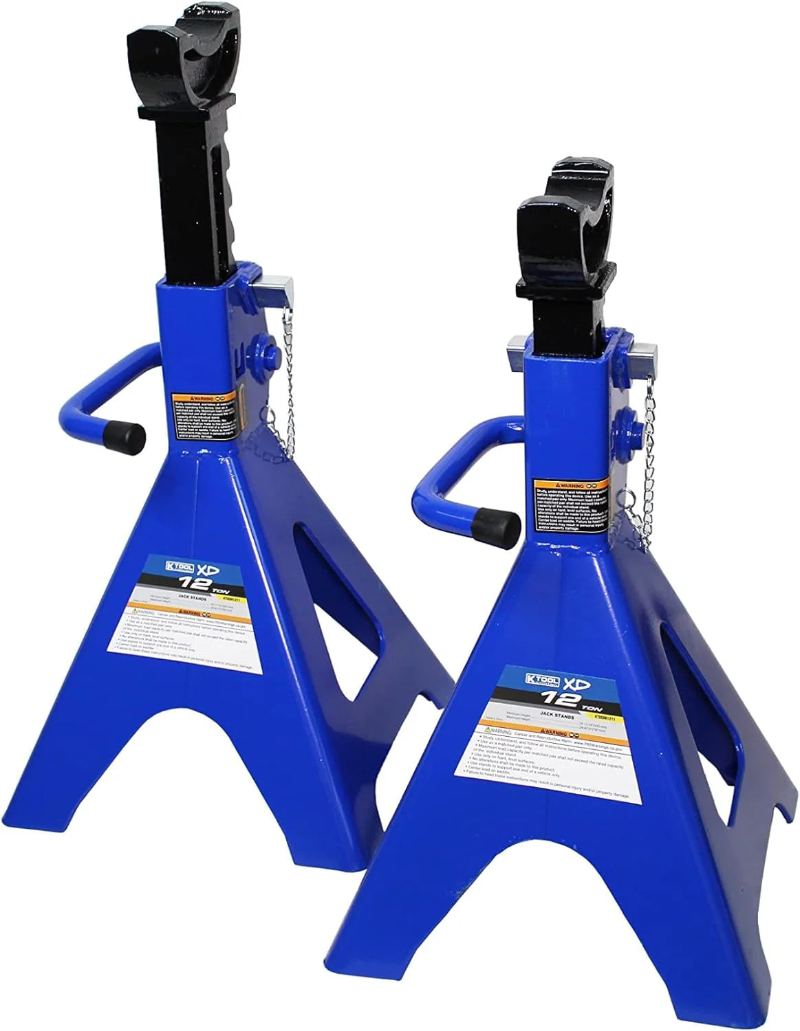 HD61222 22 Ton Automotive Jack Stands for Garages, Repair Shops, and DIY, Pin Style, V Shaped Saddle, Heavy Duty Steel Frame, Adjustable Height 11.825- 19.725, Black/Blue, Pair