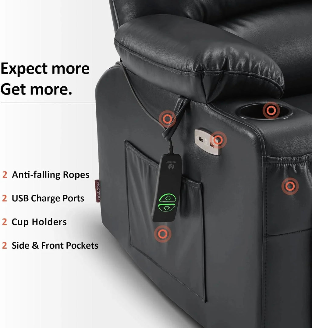 Heated Lift Recliner for Seniors with USB & Cup Holders