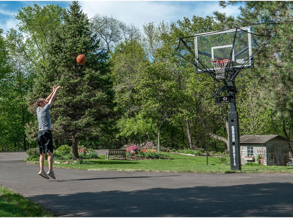 Rebounder Net Return System Portable Shot Trainer for Traditional Pole and Wall Mounted Hoops with Rotating Return Chute