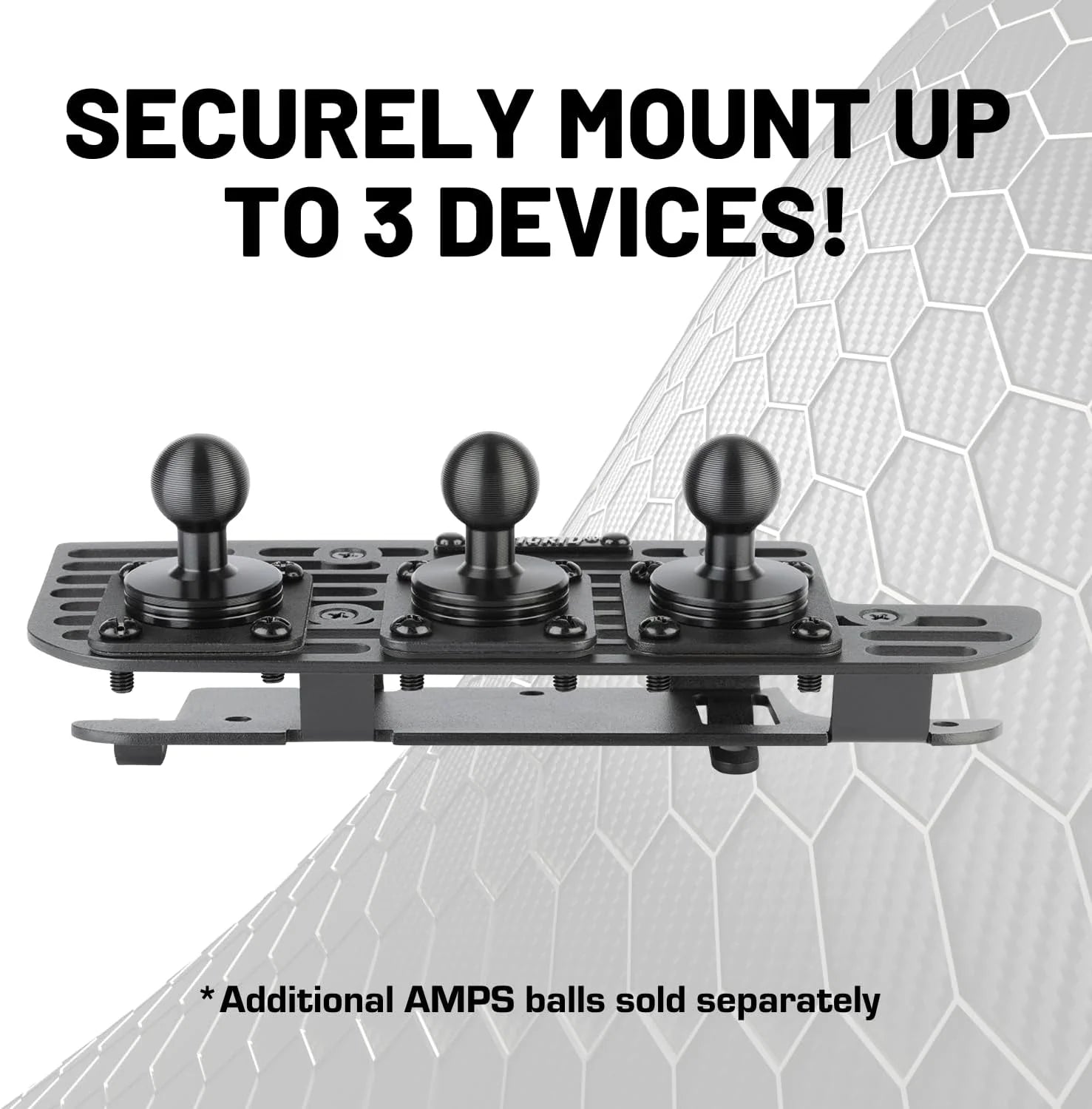 Dash Mount Cell Phone Holder RAM Truck Compatible (2019+ 1500, 2500, 3500 and TRX) with 20mm Ball Mount - Compatible with iPhone and Android Smartphones (Dual Ball with 2 Phone Holders)