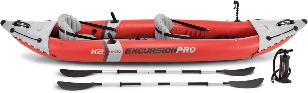 Excursion Pro Inflatable Kayak Series: Includes Deluxe 86in Kayak Paddles and High-Output Pump – SuperTough PVC – Adjustable Bucket Seat – Fishing Rod Holders – Grab Handles