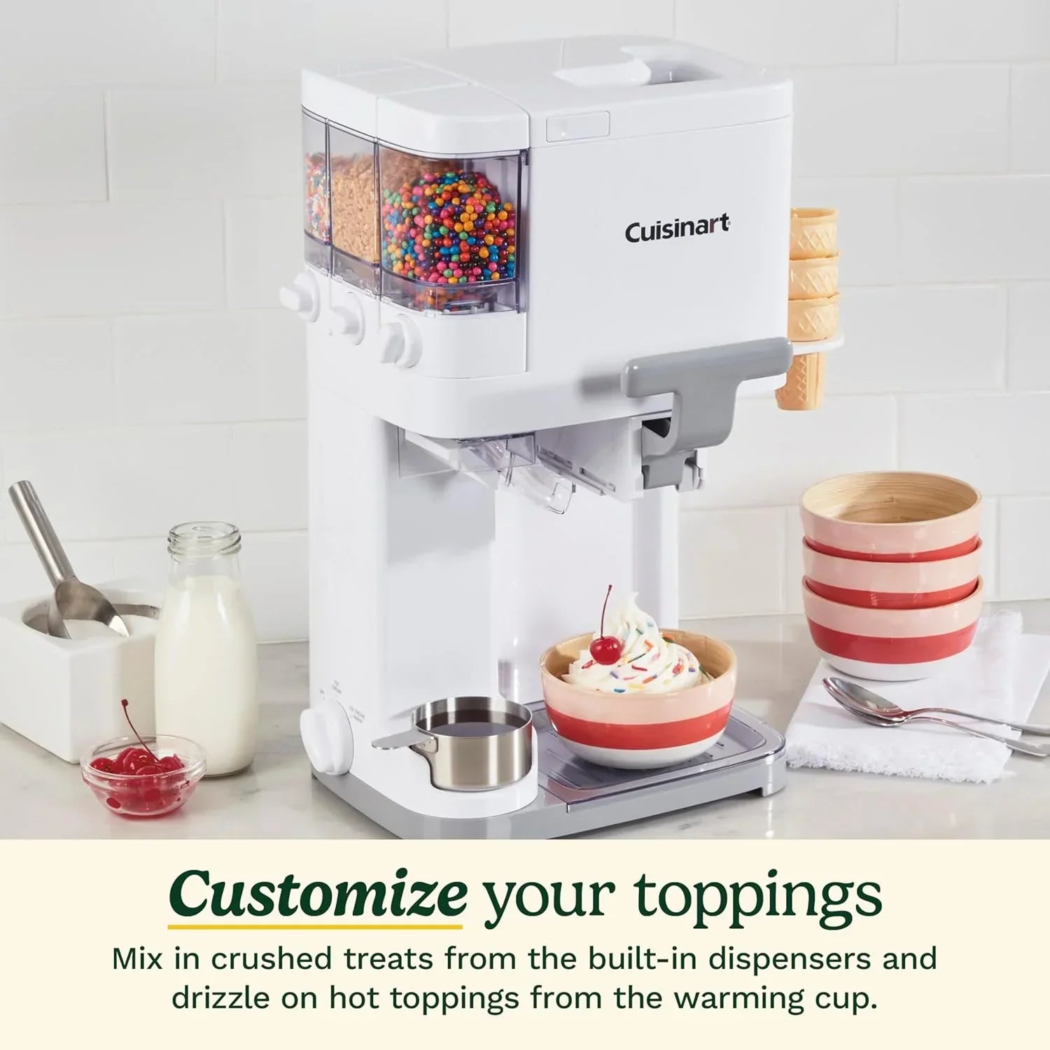 Cuisinart Soft Serve Ice Cream Machine- Mix It In Ice Cream Maker for Frozen Yogurt, Sorbet, Gelato, Drinks 1.5 Quart, White, ICE-48