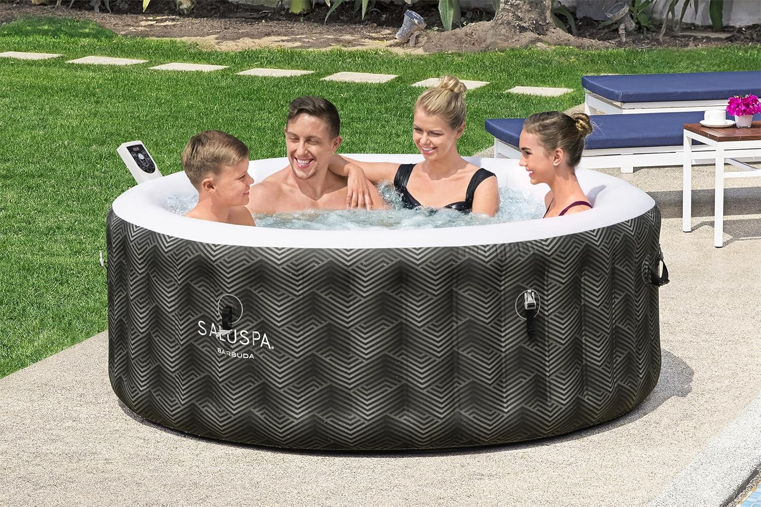 Inflatable Hot Tub Spa (71 x 26) | Portable Hot Tub with 2 Covers (1 Energy-Efficient Thermal Cover and 1 Standard Cover) | Fits Up to 2-4 Persons | Black