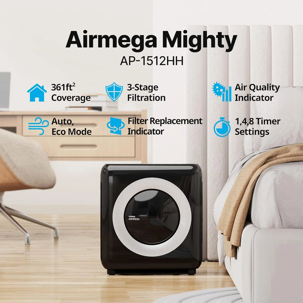 True HEPA Purifier with Air Quality Monitoring, Auto, Timer, Filter Indicator, and Eco Mode, 16.8 x 18.3 x 9.7, White