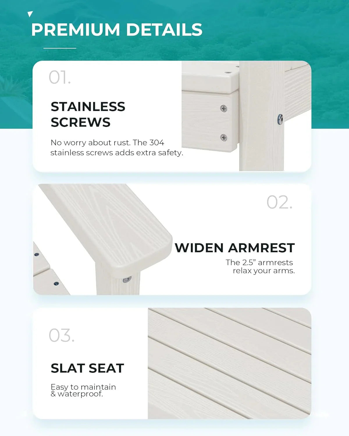 SERWALL 7-Piece Patio Table Set, Outdoor HDPE Dining Furniture with Umbrella Hole, All Weather Table and Chairs for Lawn, Garden, Poolside, Aruba