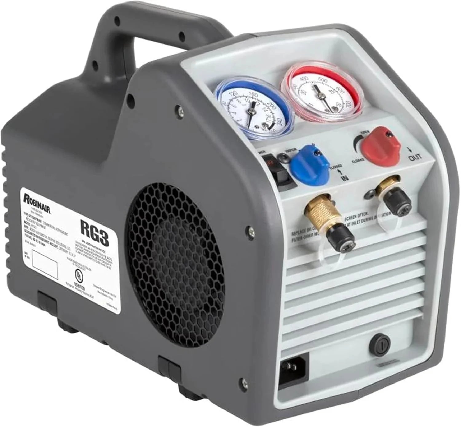 (Portable Refrigerant Recovery Machine 115V, 60Hz, for Both Liquid and Vapor Refrigerant, White-Robinair