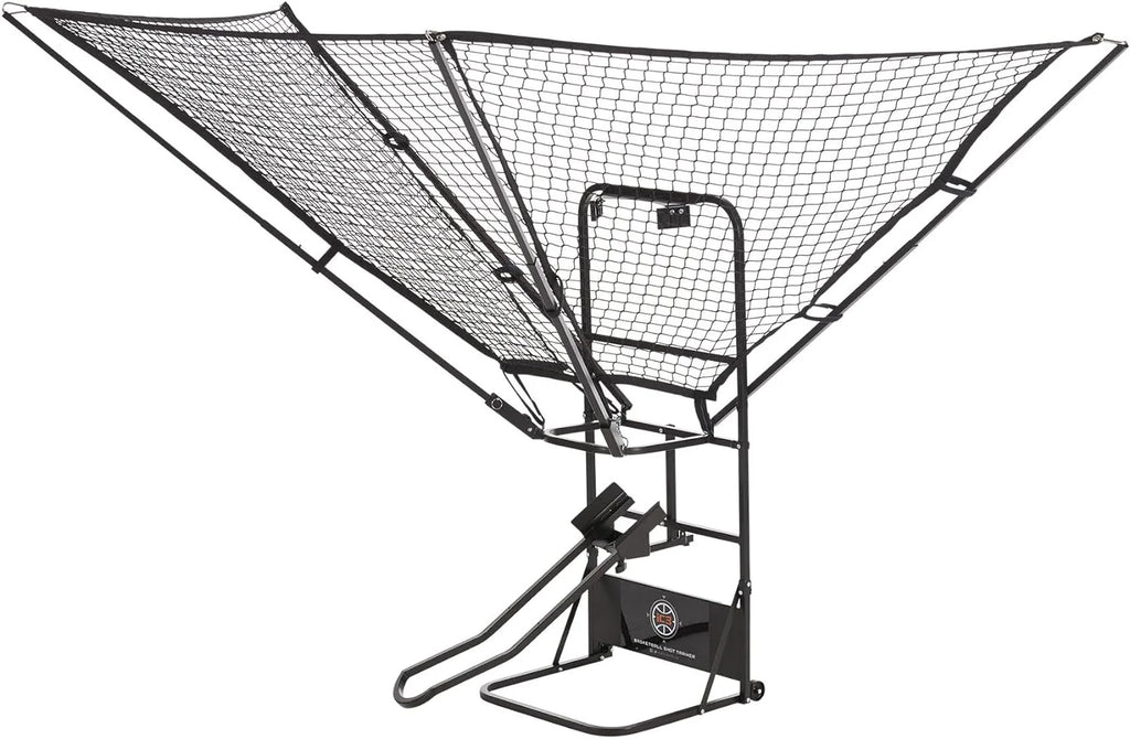 Rebounder Net Return System Portable Shot Trainer for Traditional Pole and Wall Mounted Hoops with Rotating Return Chute