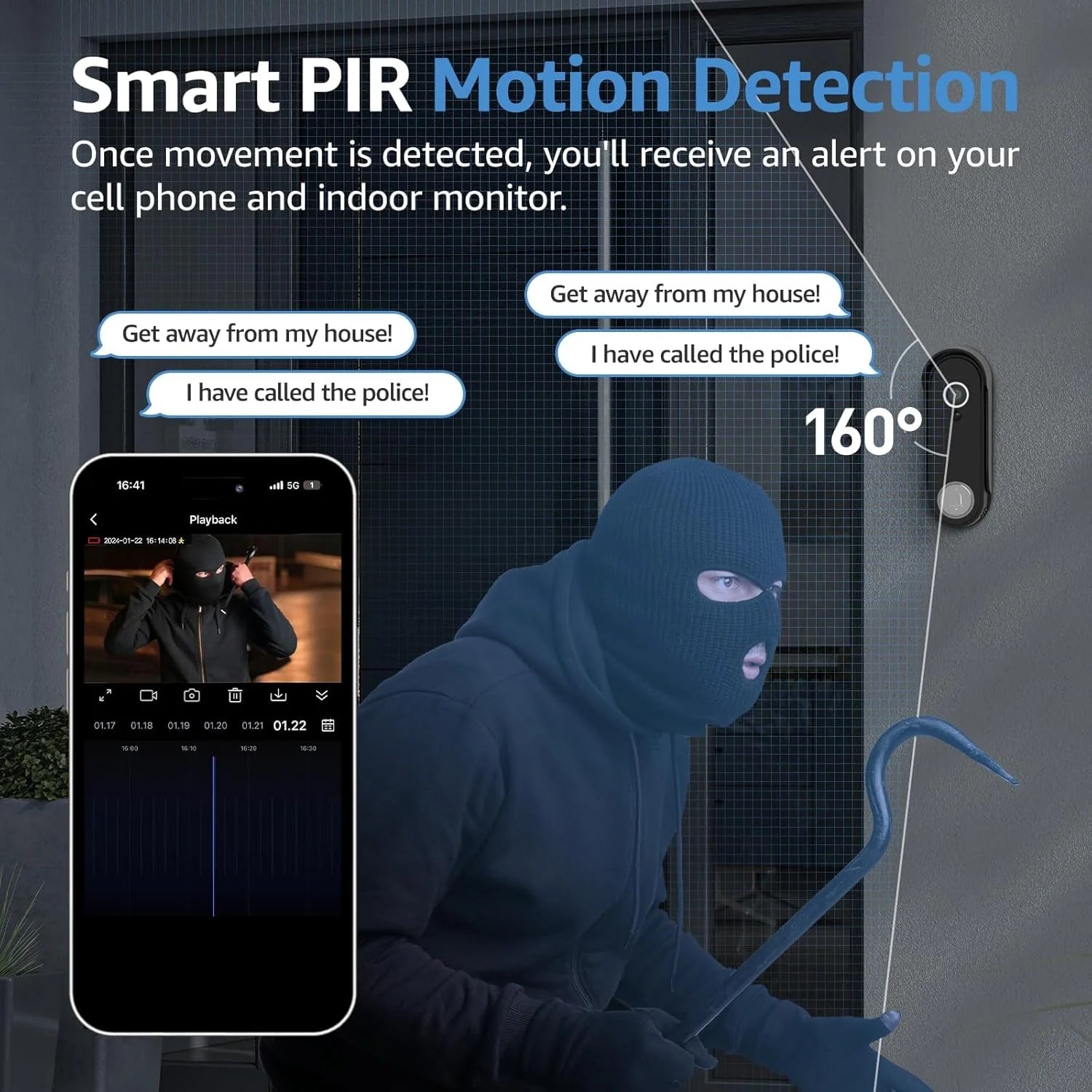 Wireless Smart Video Doorbell System, 7 Display, 1080P, No Subscription
