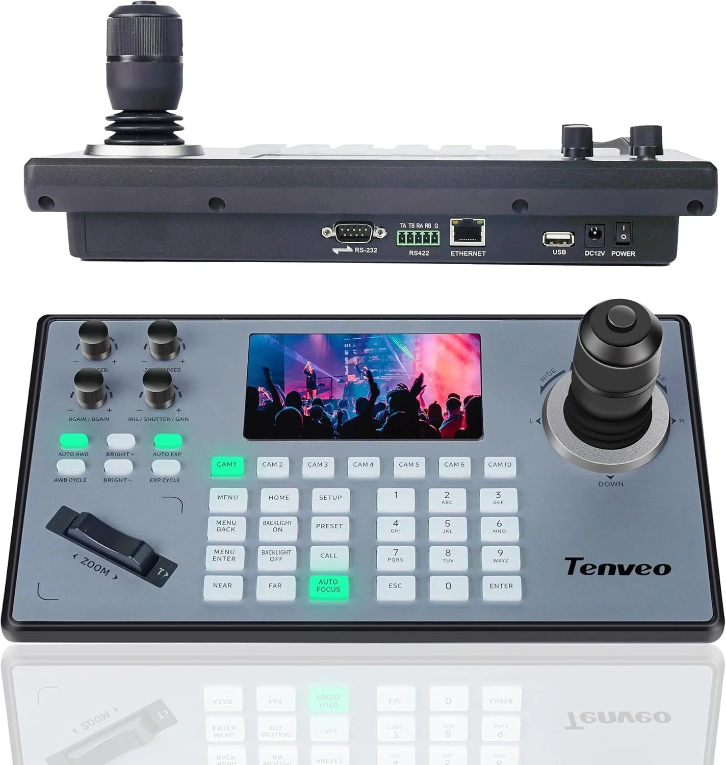 Tenveo NDI PTZ Camera Controller, 5 LCD, 4D Joystick, PoE, RS232