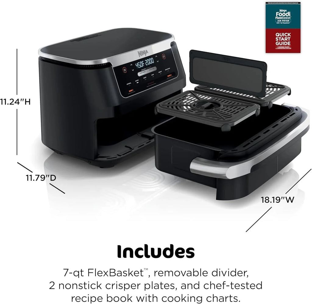 Ninja Foodi 10QT 6-in-1 DualZone Smart XL Air Fryer, 2 Independent 5QT Baskets, Smart Cook Thermometer, Match Cook, Smart Finish, Air Fry, Roast, Bake, Dehydrate, Reheat, Grey, DZ550