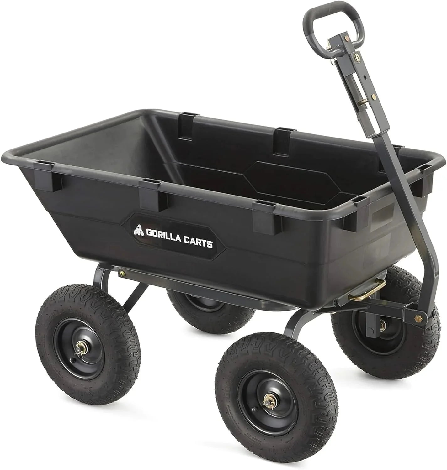 Heavy Duty Poly Utility Dump Wagon Garden Cart w/Pneumatic Tires, 6 Cu Ft - 1200 lb Capacity Outdoor Wheelbarrow for Yard, Landscaping & Gardening, Lawn Tractor or ATV Towable-Gorilla Carts