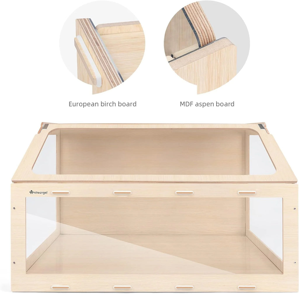 Hamster Cage W/Oblique Opening Cage Door - MDF Aspen Small Animal Cage for Syrian Hamsters Degus or Other Similar-Sized Pets (Medium - 40.7 x 22.7 x 22.9 inches, Burlywood)