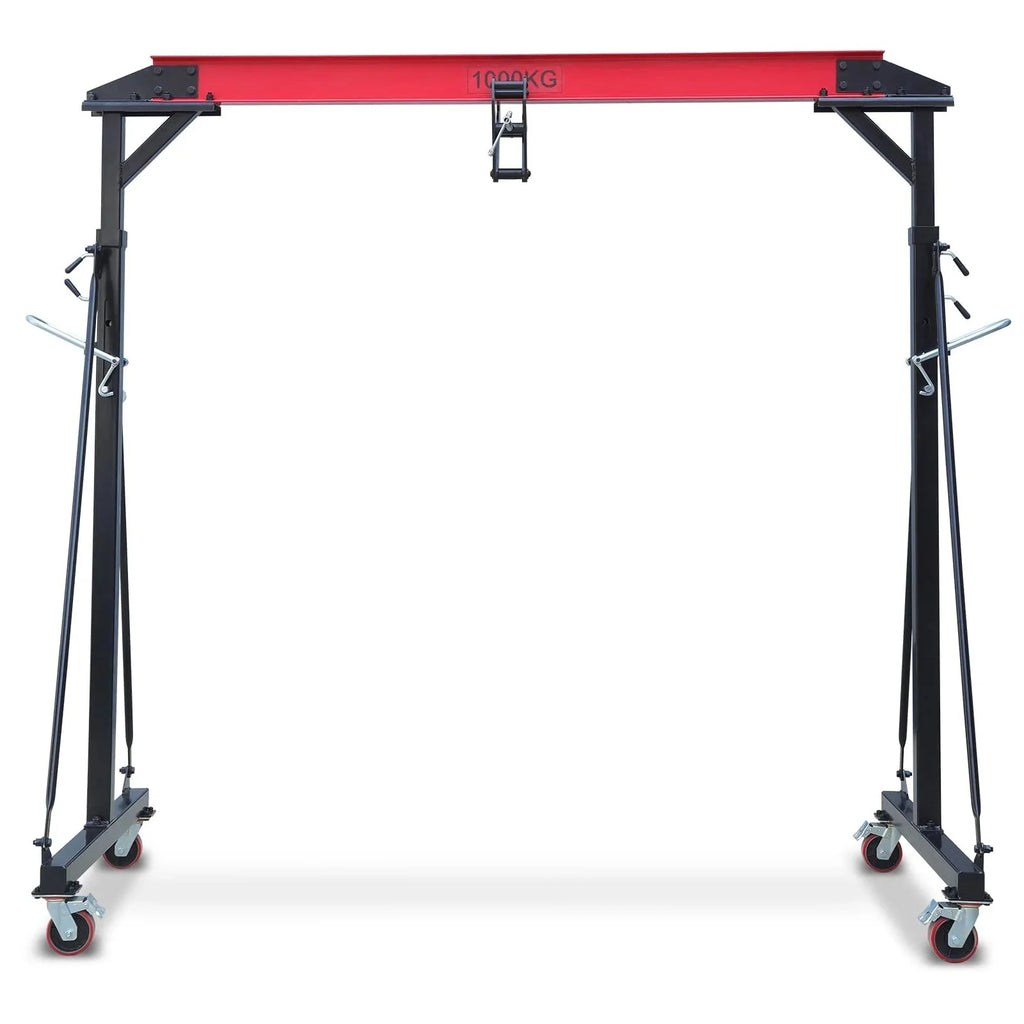 Garvee 1 Ton Adjustable Gantry Crane, 2200 lbs Capacity, Height Adjustable 96.5-143.7, Portable Hoist for Factory, Construction, Warehouse, Auto Repair