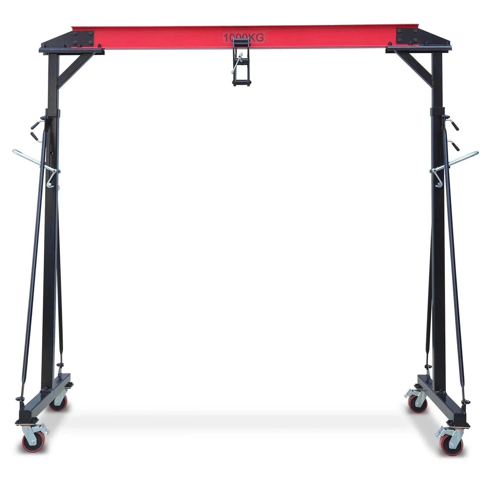 Garvee 1 Ton Adjustable Gantry Crane, 2200 lbs Capacity, Height Adjustable 96.5-143.7, Portable Hoist for Factory, Construction, Warehouse, Auto Repair