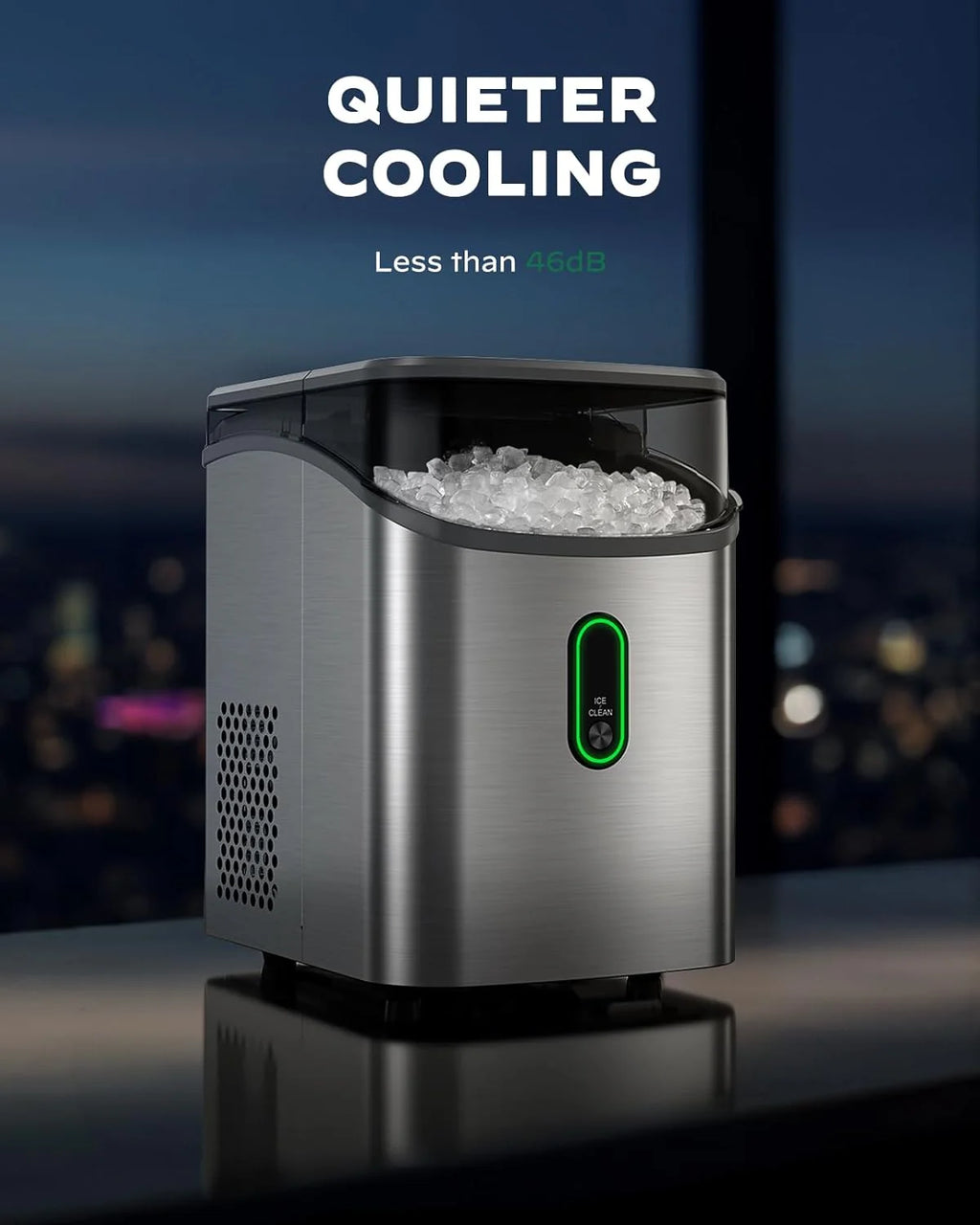 Ice Maker Countertop, Pebble Ice Maker with Soft Chewable Ice, One-Click Operation Ice Machine with Self-Cleaning, 33lbs/24H for Home,Kitchen,Office