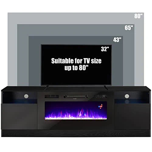 Fireplace TV Stand with 36 Electric Fireplace, LED Light Entertainment Center