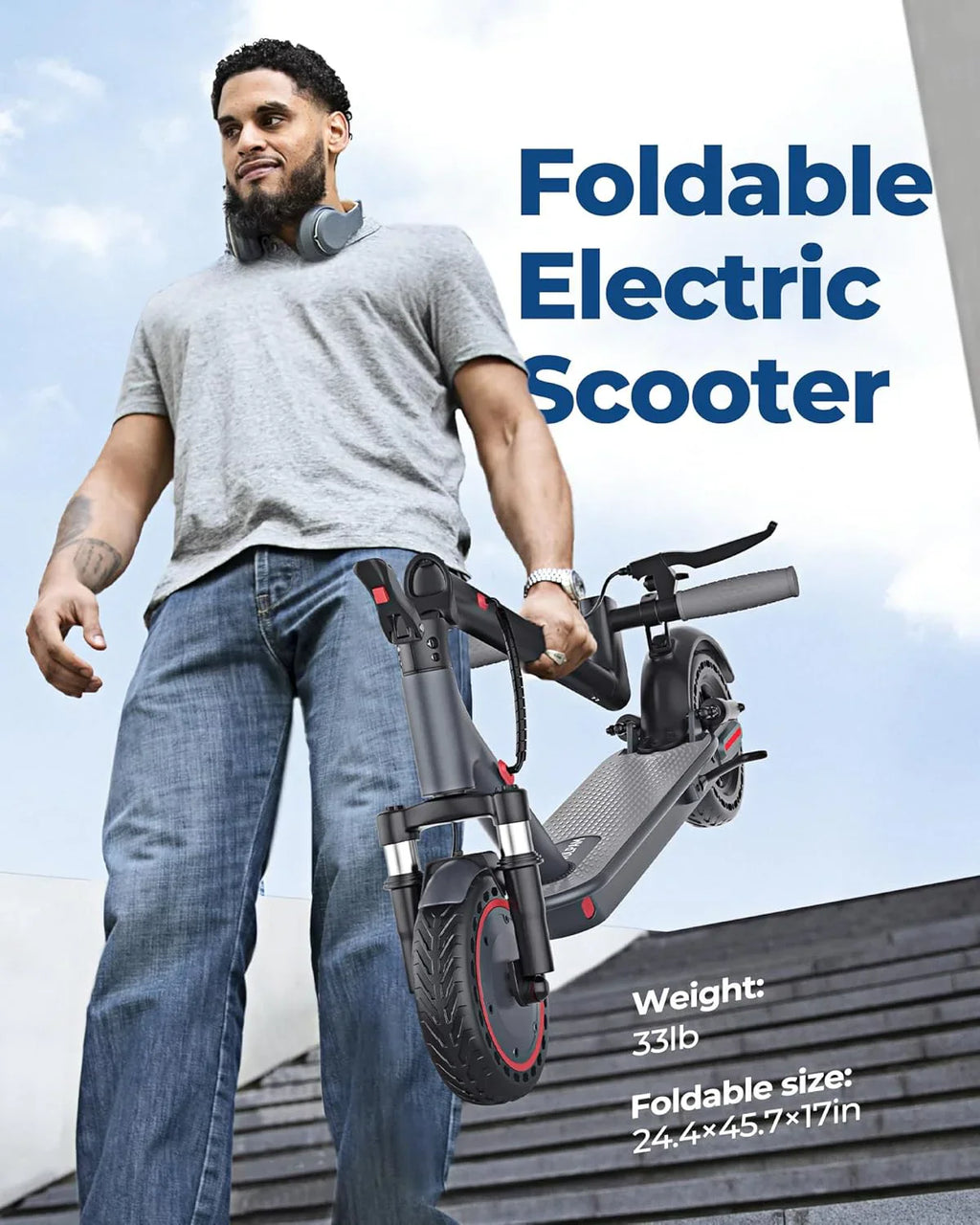 Electric Scooter, 350W/500W Powerful Motor, 8.5/10 Solid Tires, 19/22Mph, 28/21/12 Miles Range,Dual Braking